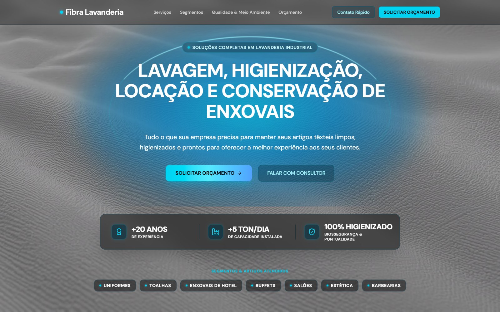 Site institucional da Fibra Lavanderia Industrial